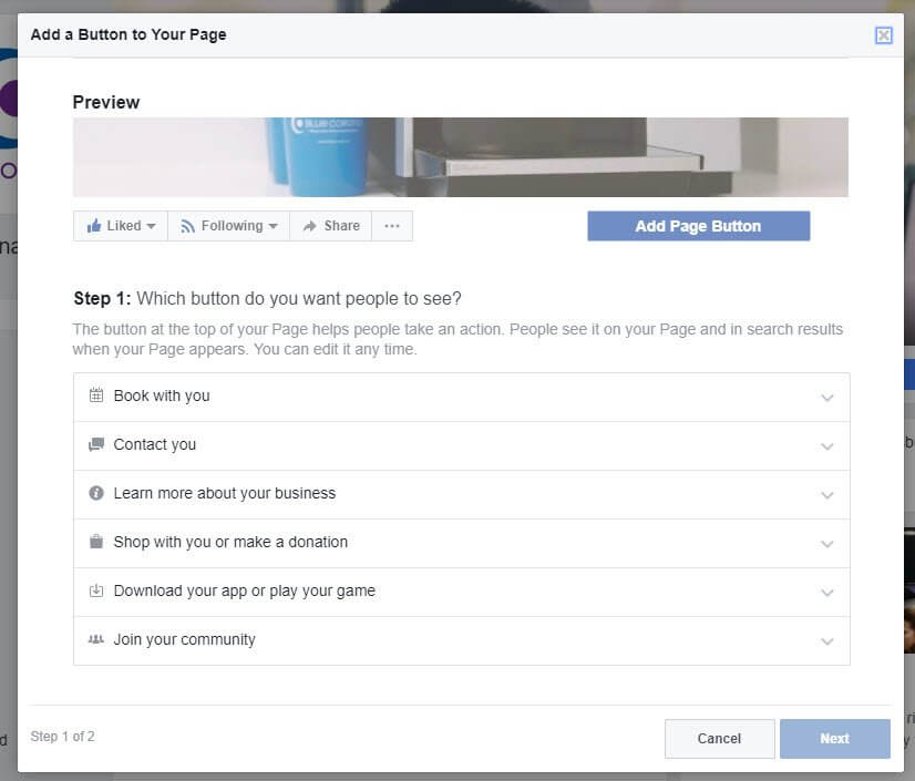 facebook page suddenly disappeared - CTA buttons