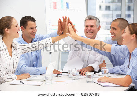 business people touching hands