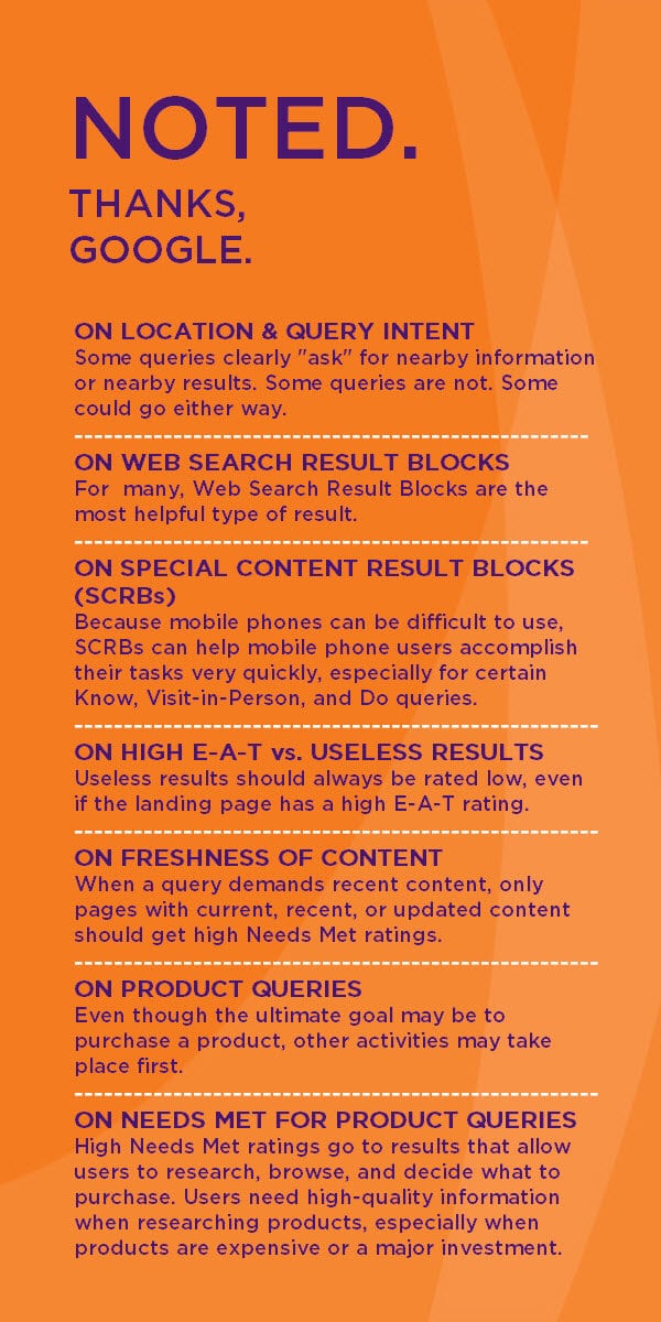 Google Mobile Search Quality Guidelines quick tips