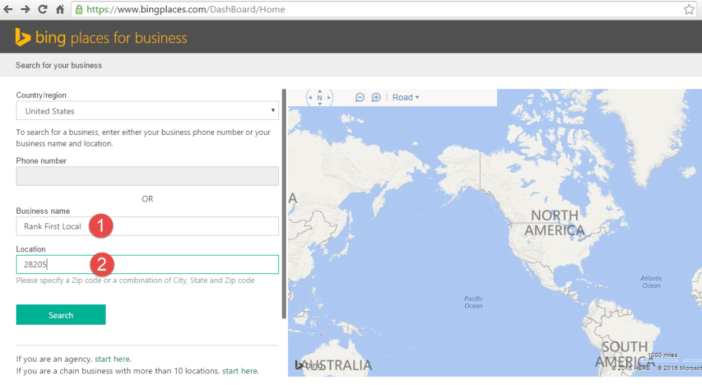Bing Places Search