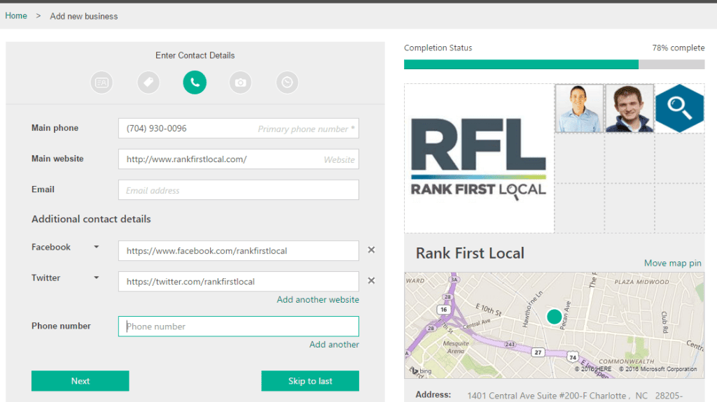 RFL - Bing Local Contact
