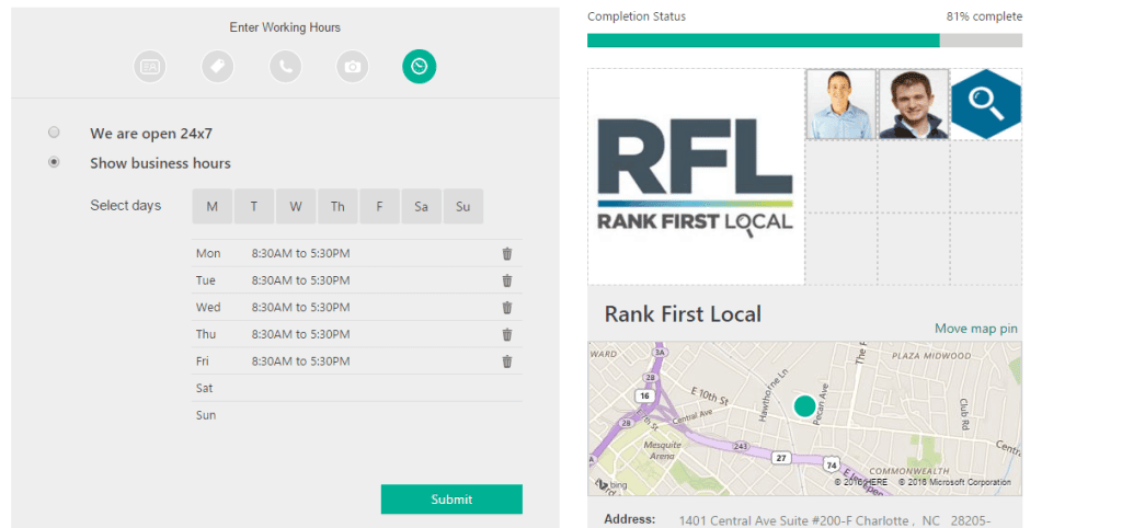 RFL - Bing Local Hours