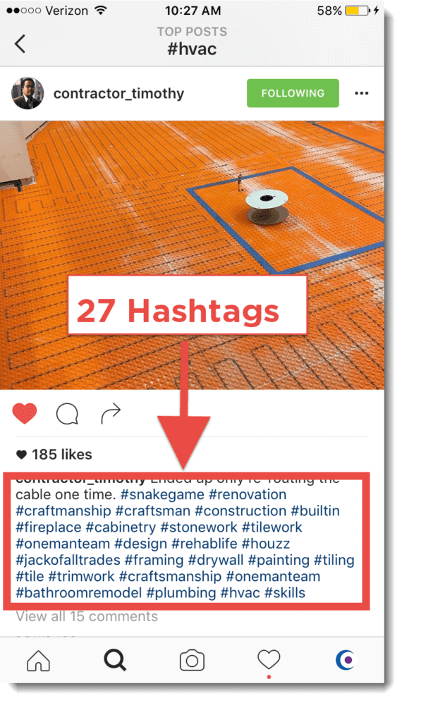 instagram hashtags for plumbers and HVAC techs