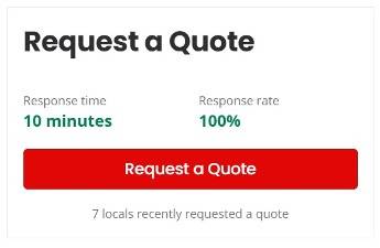 Example of Yelp's request a quote feature and expected response time
