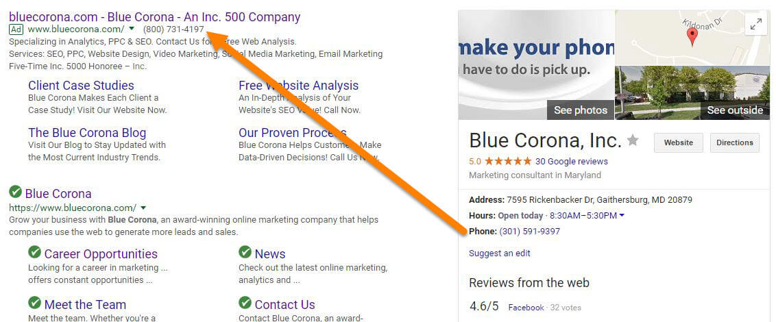 AdWords Location Extension Phone Numbers in Google My Business