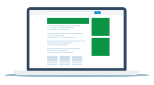 White laptop screen with green boxes and google page example on the screen