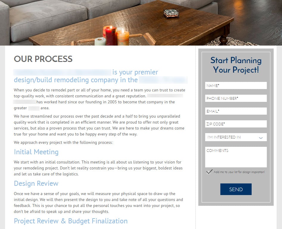 get more remodeling leads with a process page