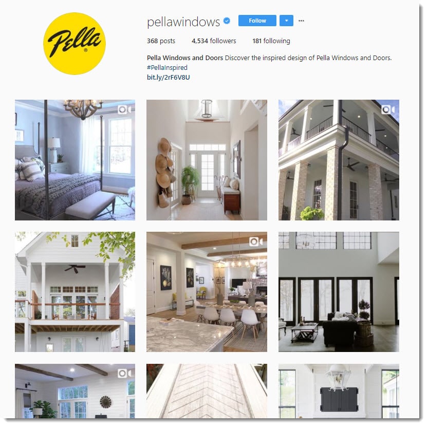 social media: instagram account for Pella Windows