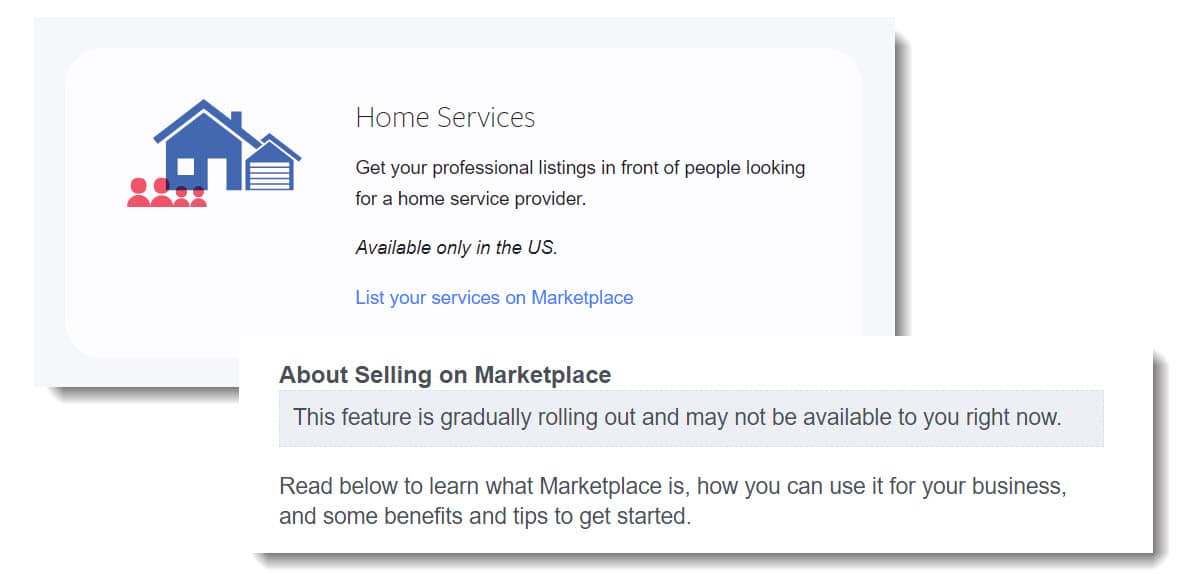 facebook home services on Marketplace