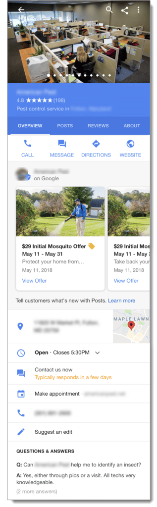 pest control advertising on Google my business