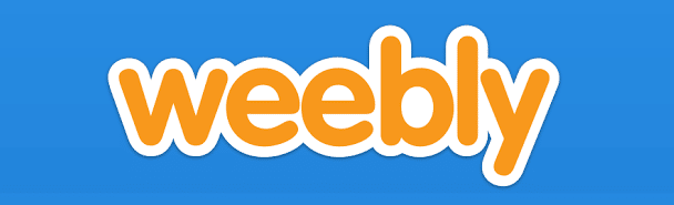 Weebly logo in orange and a blue background