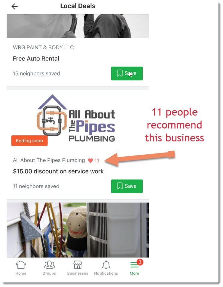 Nextdoor recommended services for plumbers 