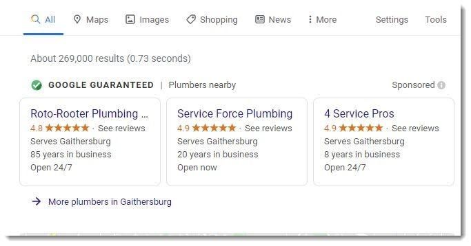 Google local services ads for plumbers