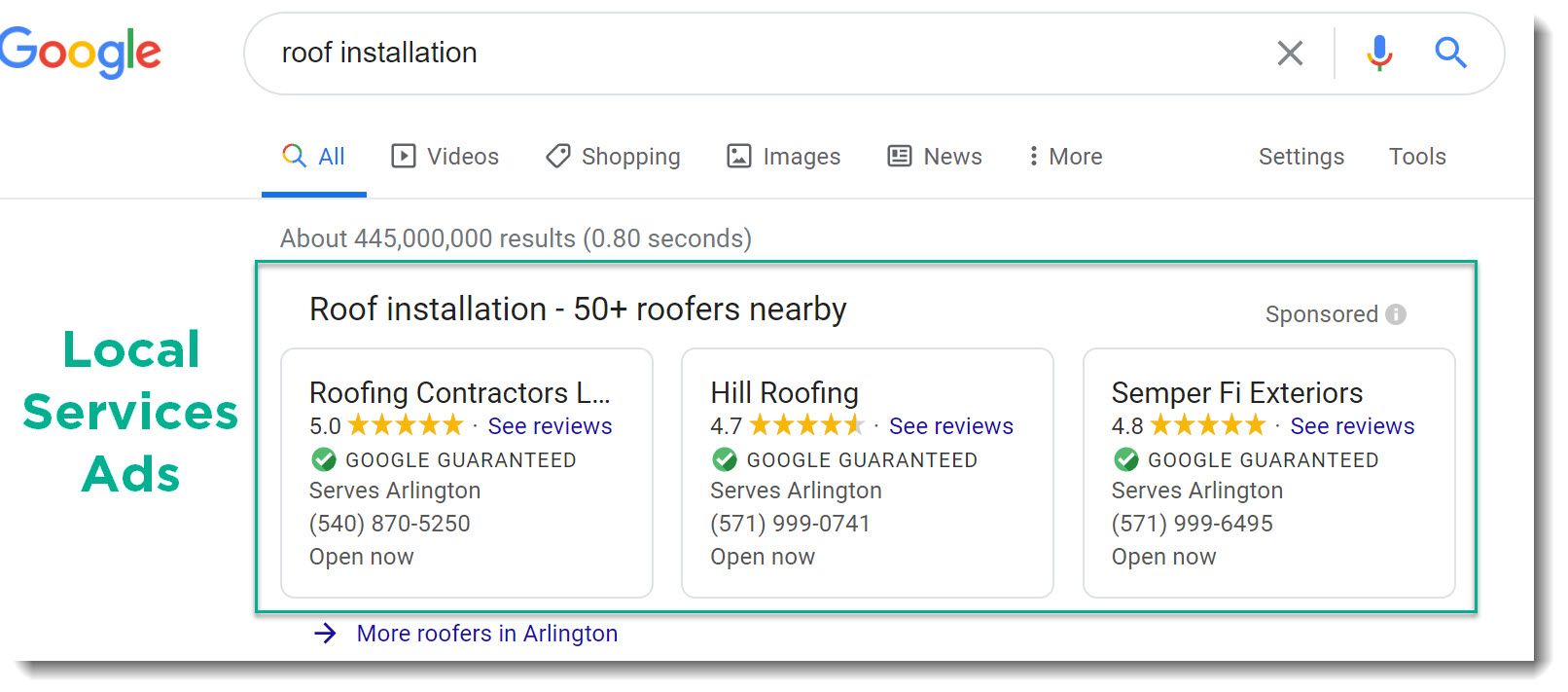 google local services ads for roofing conpanies