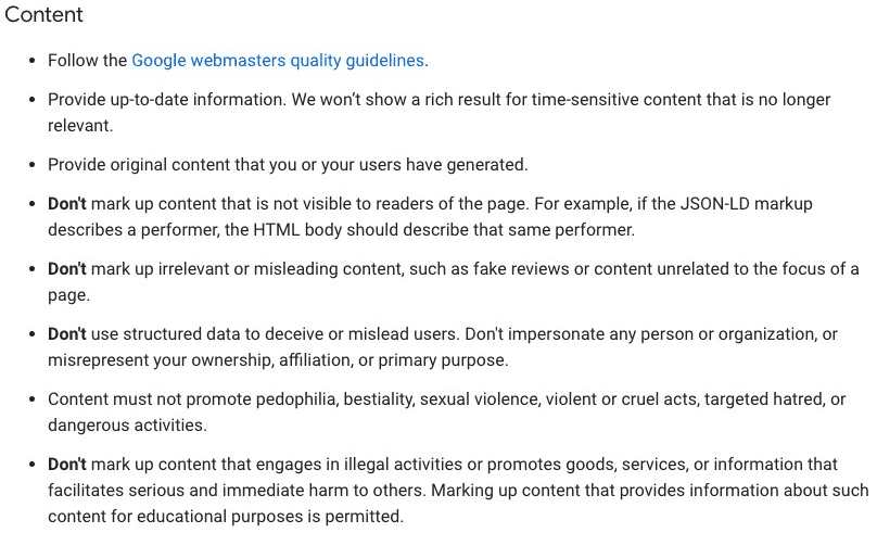 Google structured data guidelines