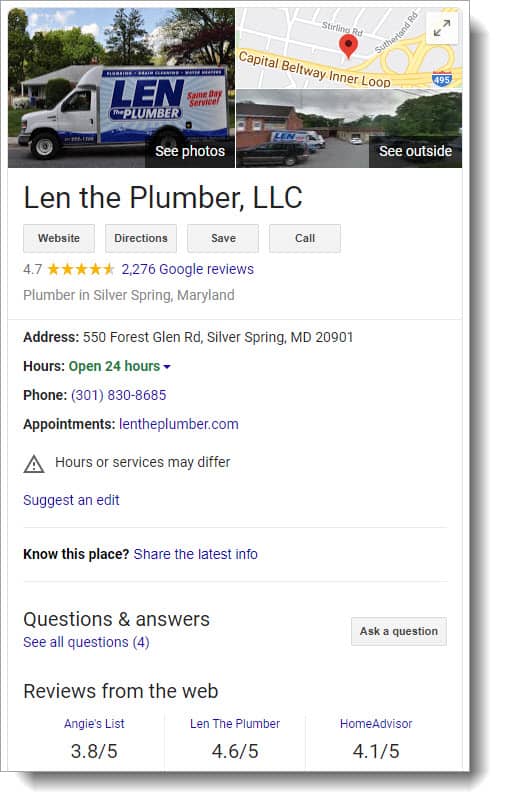 Plumber knowledge graph powered by local seo services