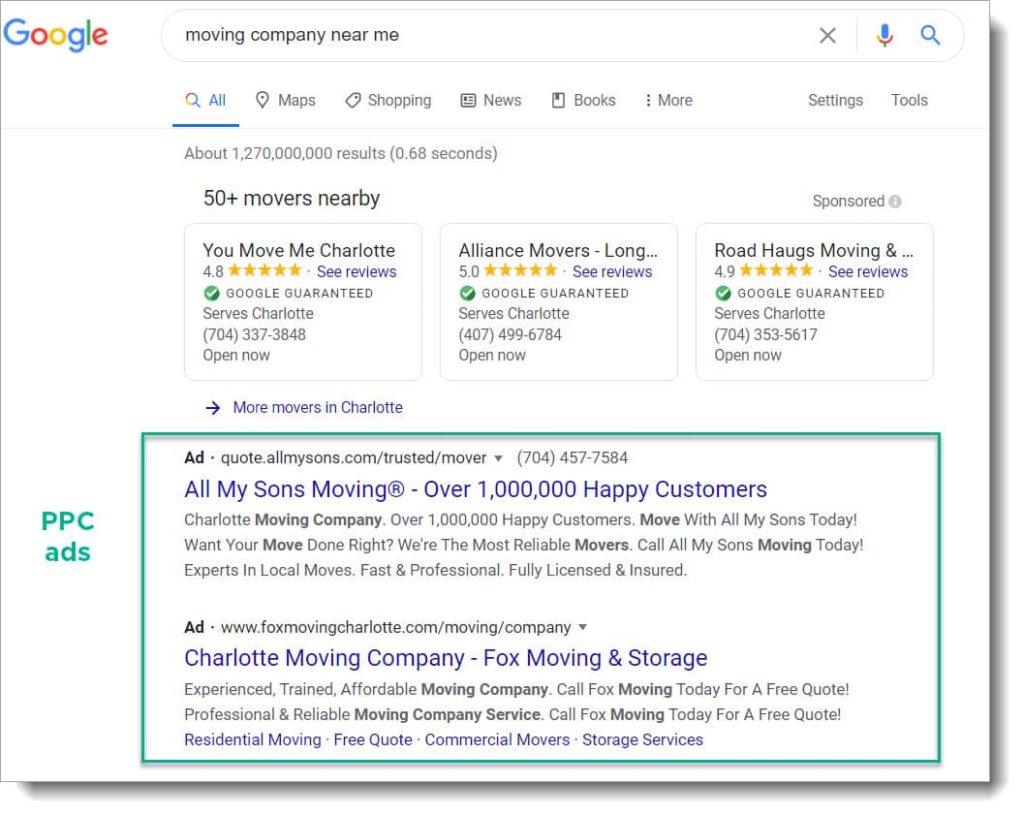 ppc ads for moving companies