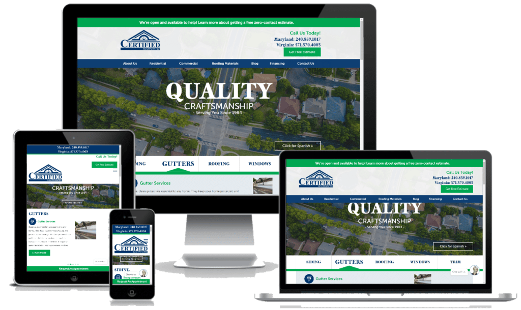 new website designed for a gutter company