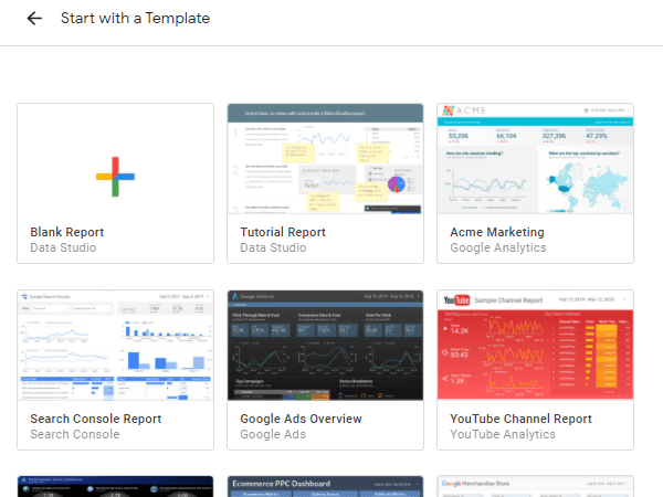 Google Data Studio report templates
