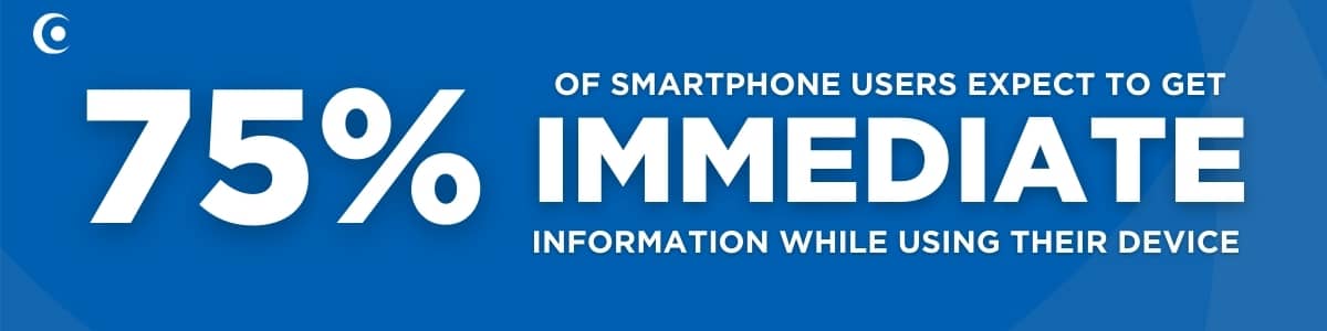 75% of smartphone users want immediate information when using their smartphone