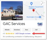 Google My Business reviews for HVAC company