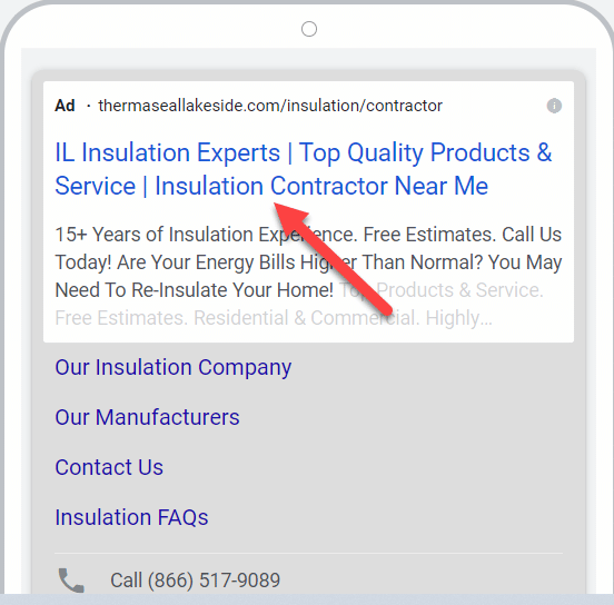 Ad copy for PPC search ad