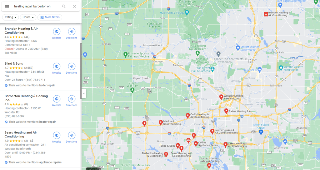 Google Maps listing for contractor