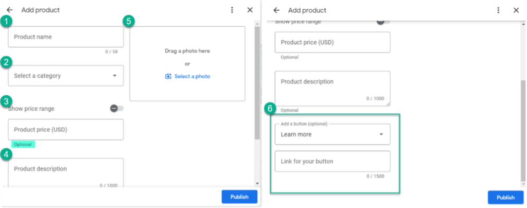 Adding Google Business Profile products