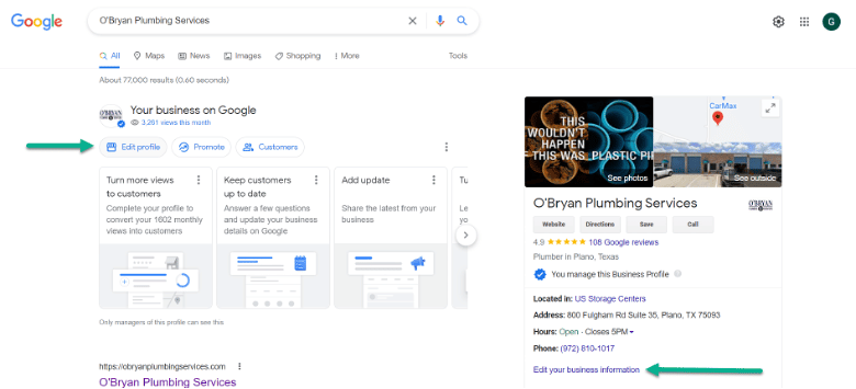 O'Bryan Plumbing's Google Business Profile