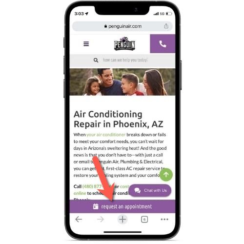 sticky contact form on mobile website
