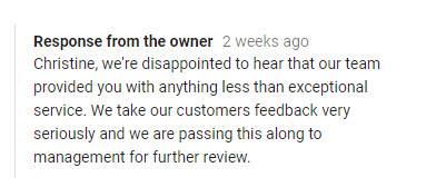 Google Business Profile review response from business owner