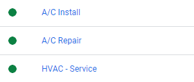 Ad groups within an HVAC contractor's Google Ads account