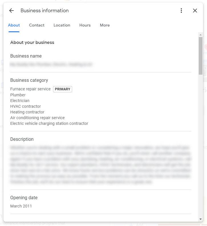 Edit business information and hours on Google Business Profile