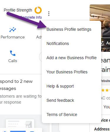 Google Business Profile settings