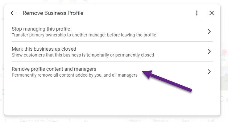 Removing Google Business Profile content
